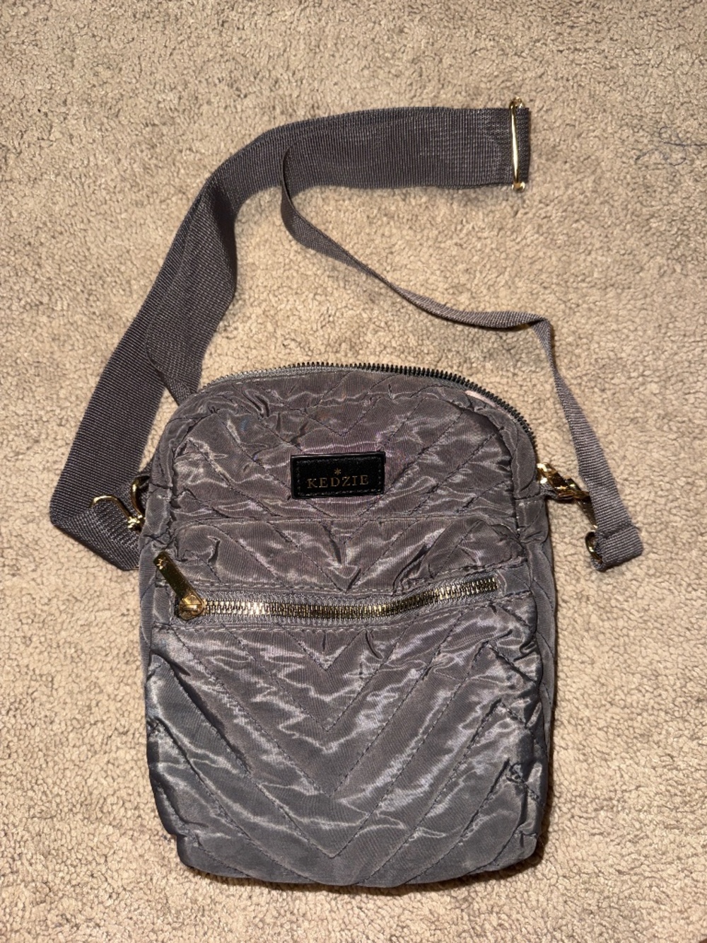 Kedzie Dark Grey Quilted Crossbody bag